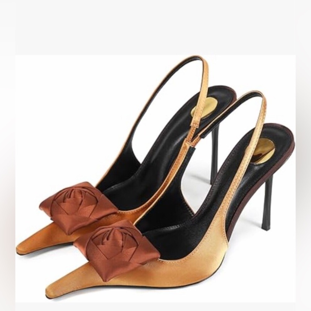 Stiletto Heels Pointed Toe Slingback Pumps Rose Flower Heels Wedding Party new